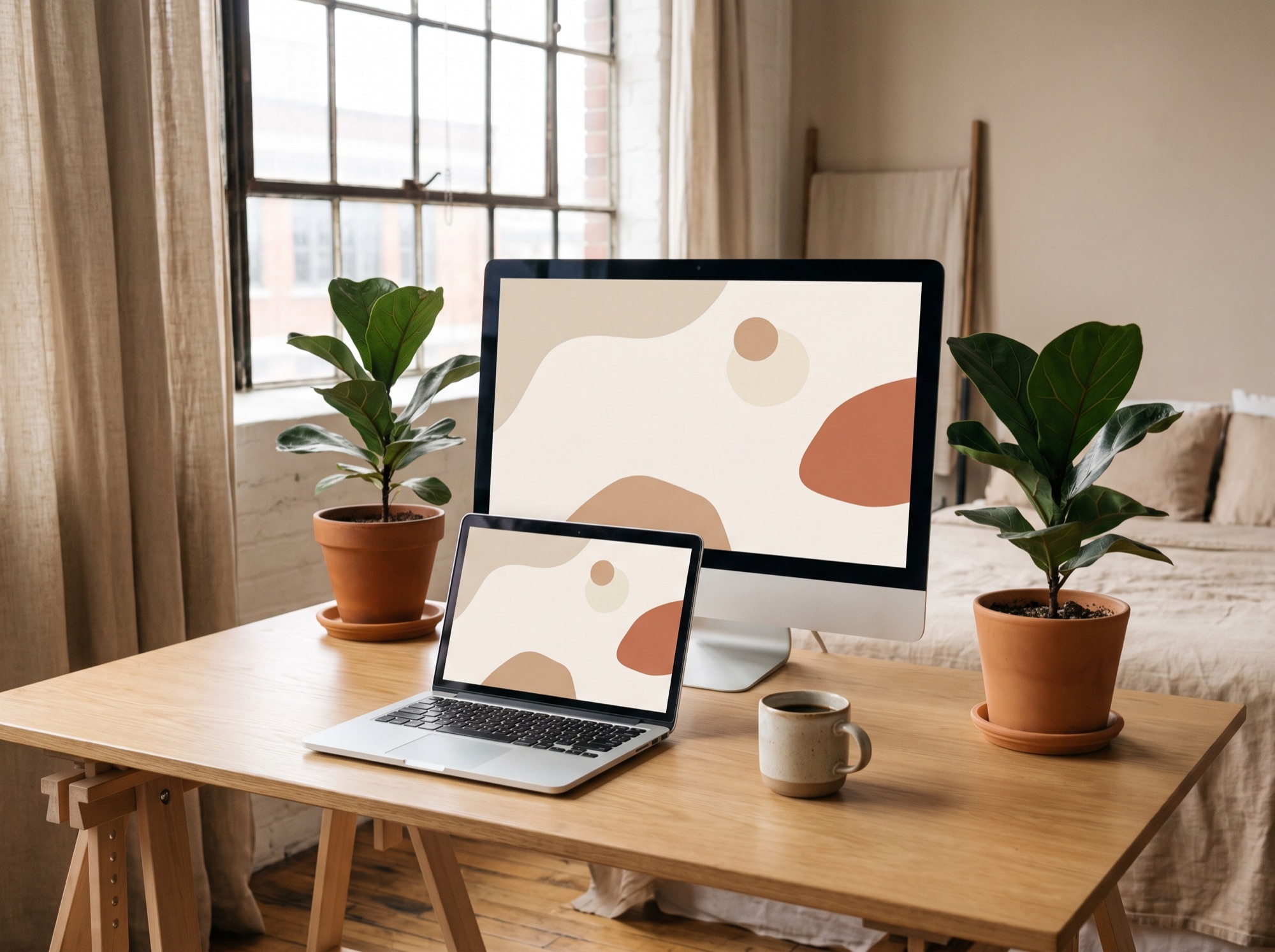 Monitor showing an elegant minimal marketing website design