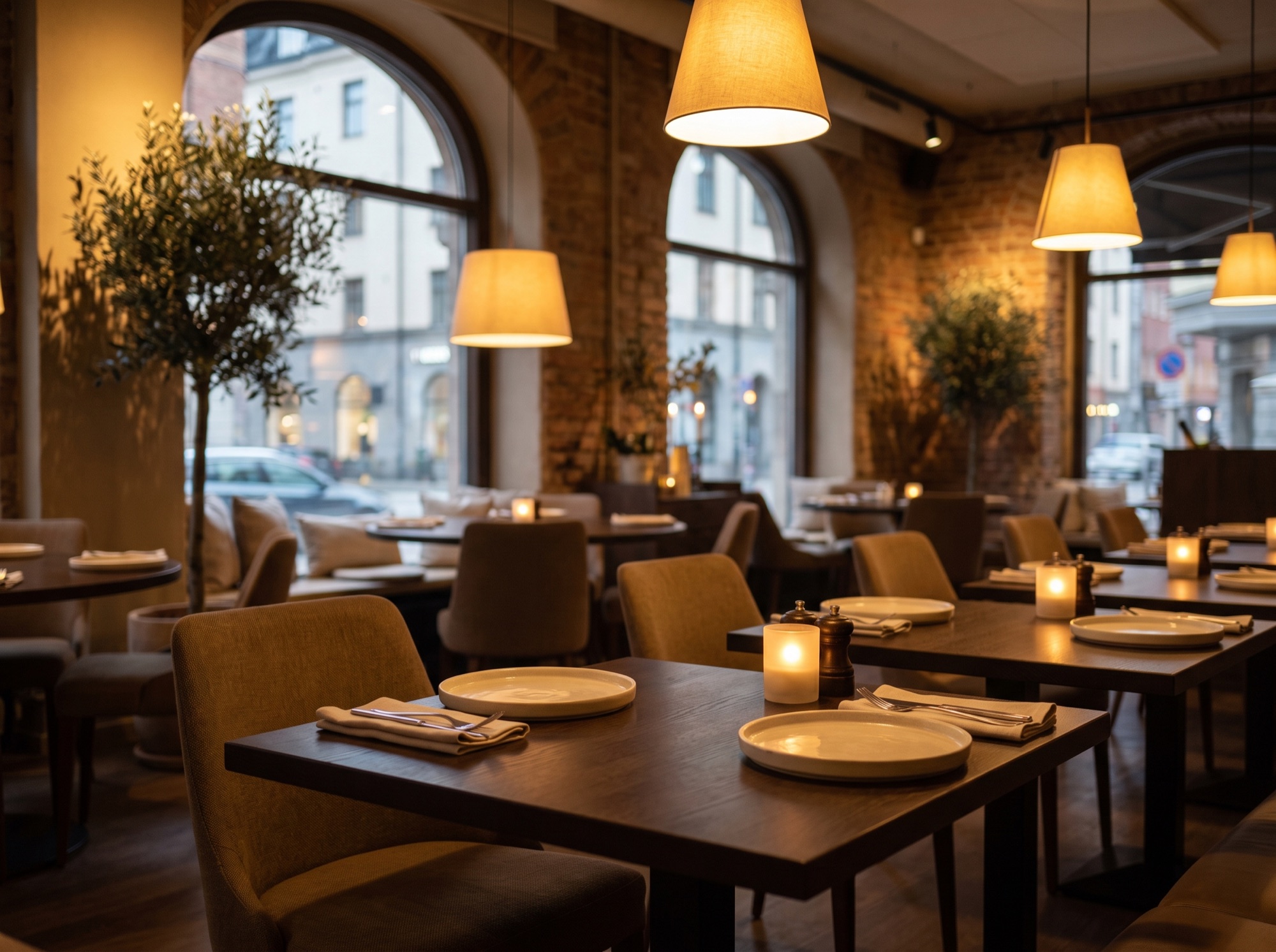 Inviting restaurant interior with warm ambient light
